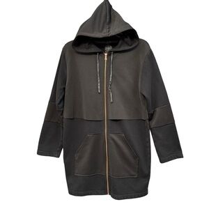 Lime & Vine Black Hooded Longline Zip Jacket Size Small